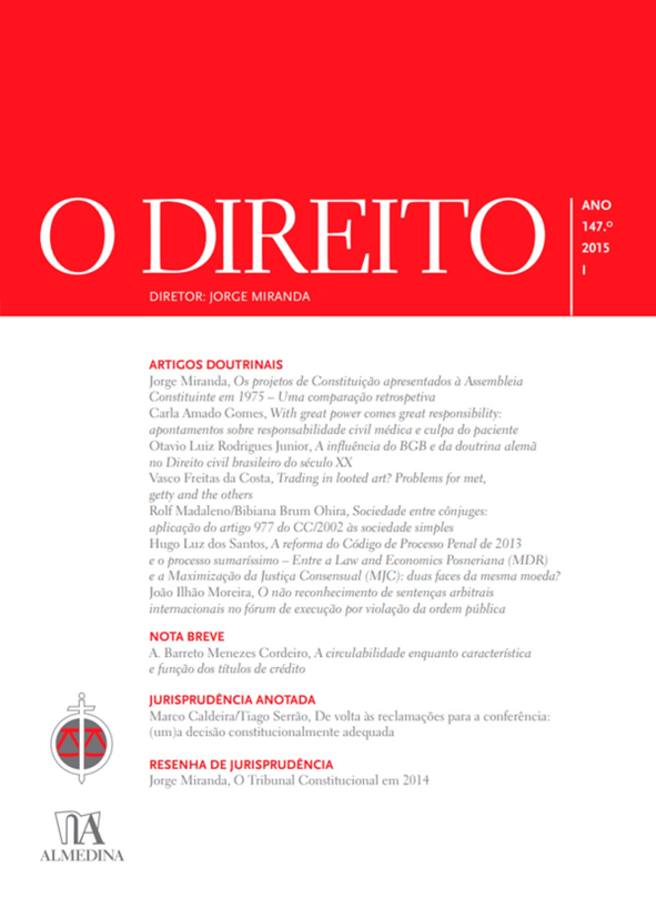 O DIREITO - ANO 147 (2015) - Nº I